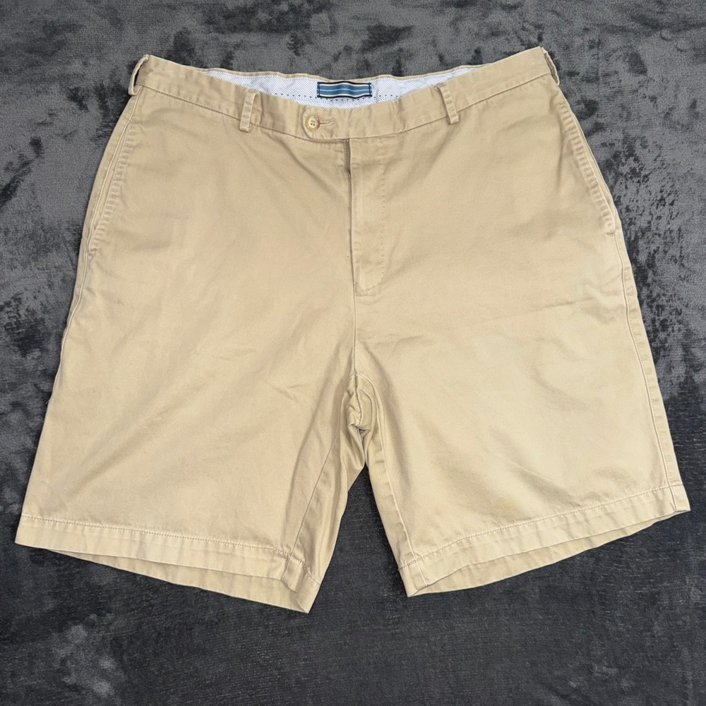 Men's Size 35 Peter Millar Mens‎ Khaki Chino Shorts Tan Flat Front